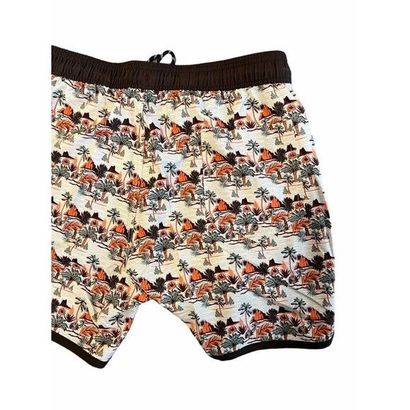 Rock & Roll Denim Men's Conversational Desert Hawaiian Swim Short Trunks Orange/ - Picture 2 of 2